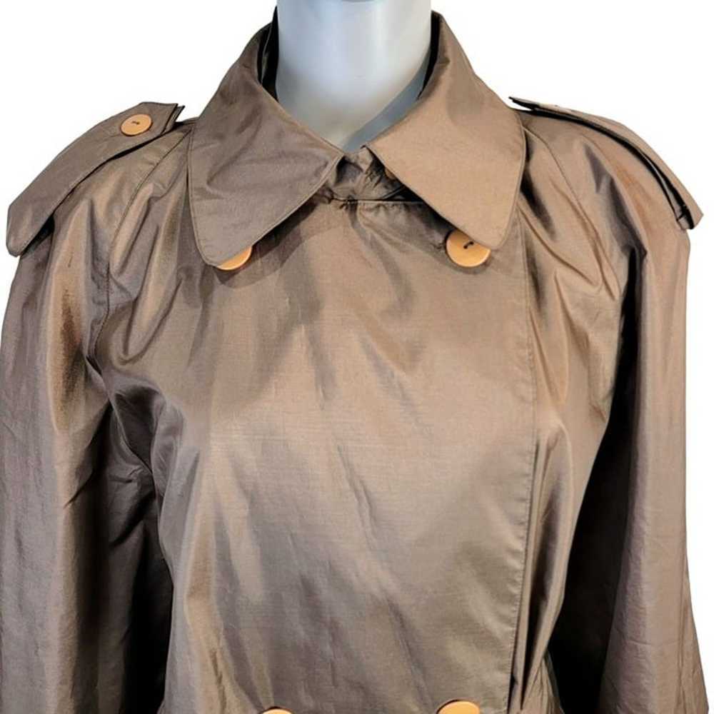 Vintage 70s Trench Coat Women XL 14 Brown Raincoa… - image 5