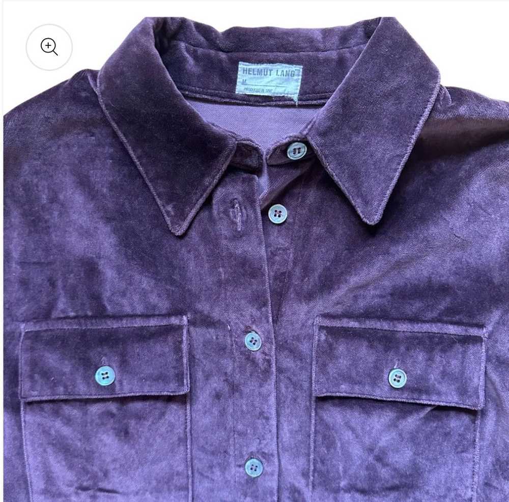 Helmut Lang 1997 Velvet Helmut Lang Button Up - image 1