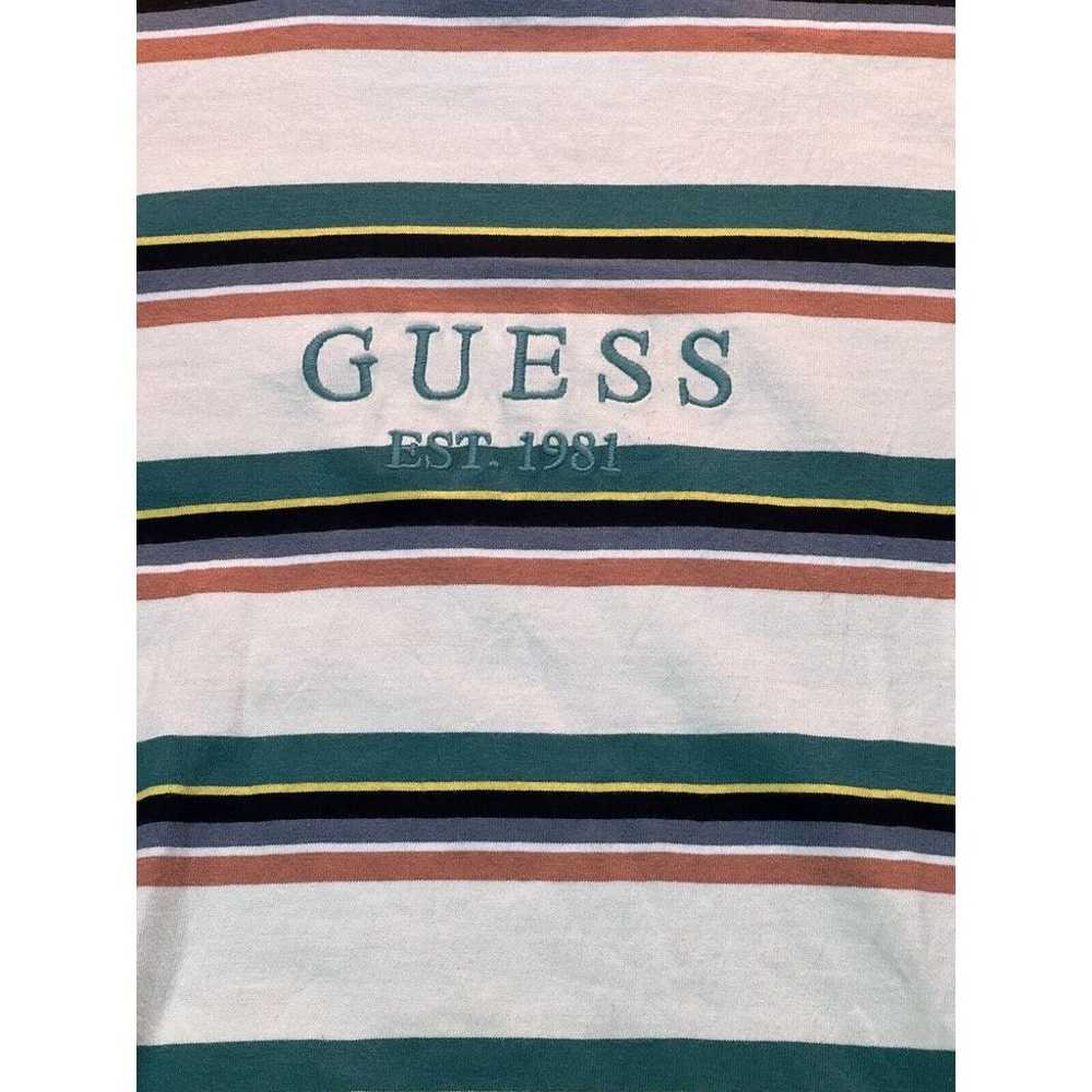 Guess Mens Multicolor Embroidered Logo Striped T … - image 2