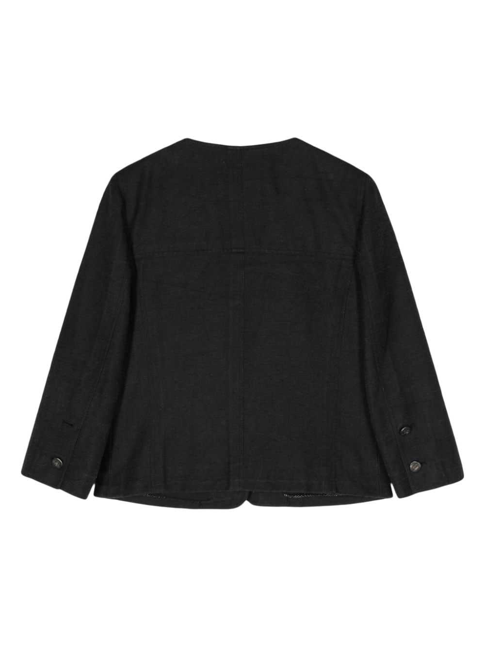 CHANEL Pre-Owned 2006 collarless silk jacket - Bl… - image 2