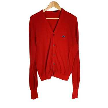 Vintage Lacoste Red Cardigan Sweater Size XL - image 1