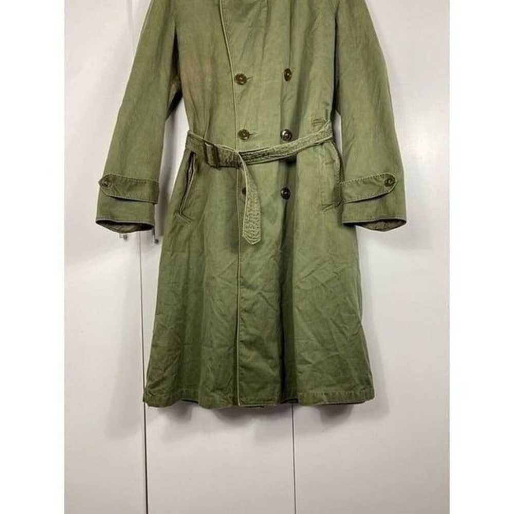 Vintage U.S Army Trench Coat Olive Green Long/Med… - image 5
