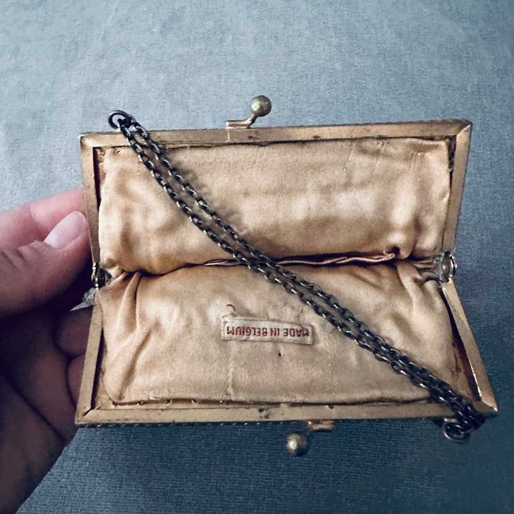 Vintage small beaded white handbag purse - image 5