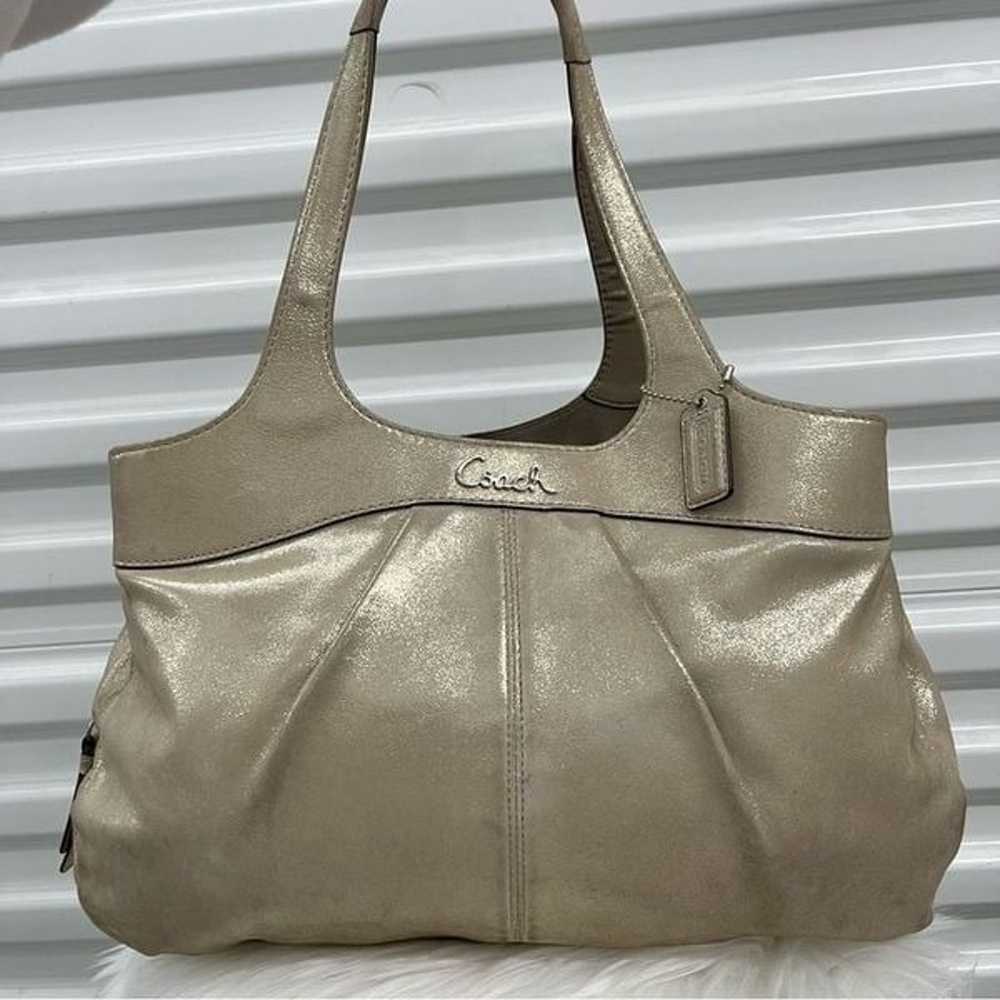 COACH Shimmer Champagne Leather Carryall Tote Gal… - image 6