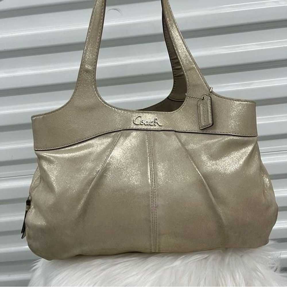 COACH Shimmer Champagne Leather Carryall Tote Gal… - image 7