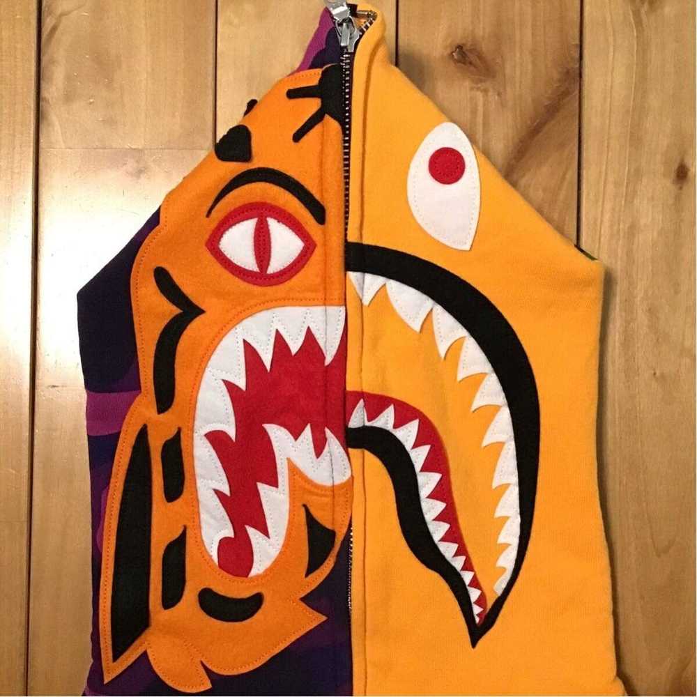 Bape BAPE Tiger shark full zip hoodie purple camo… - image 3