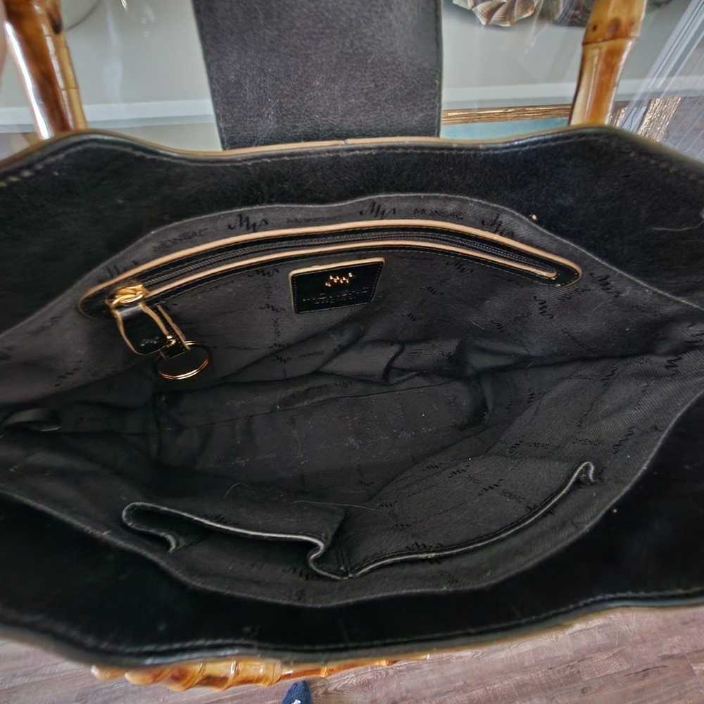 Monsac Women's Black Leather Purse Hangbag w/ Bam… - image 7