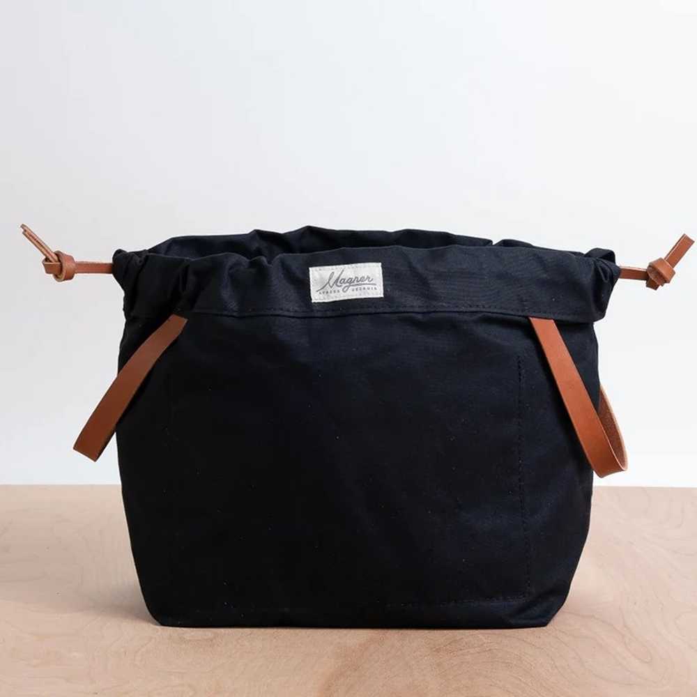 Knitting Project Bag BLACK Canvas and Golden Brow… - image 2