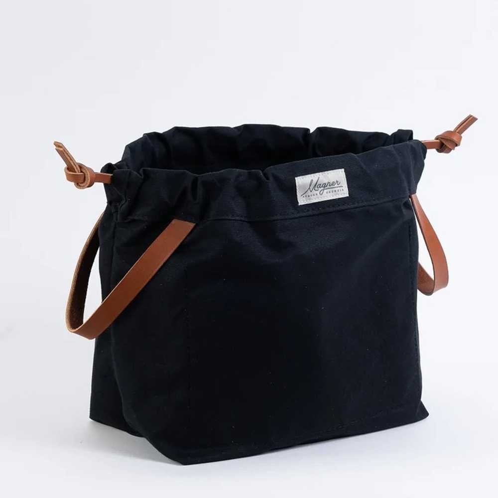 Knitting Project Bag BLACK Canvas and Golden Brow… - image 3
