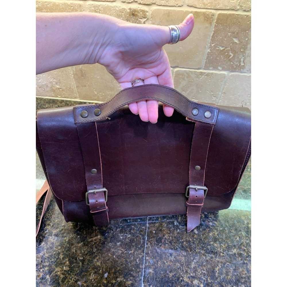 Vintage Leather Messenger Bag Purse - EUC - image 11