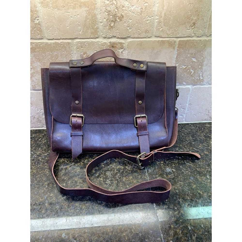 Vintage Leather Messenger Bag Purse - EUC - image 1