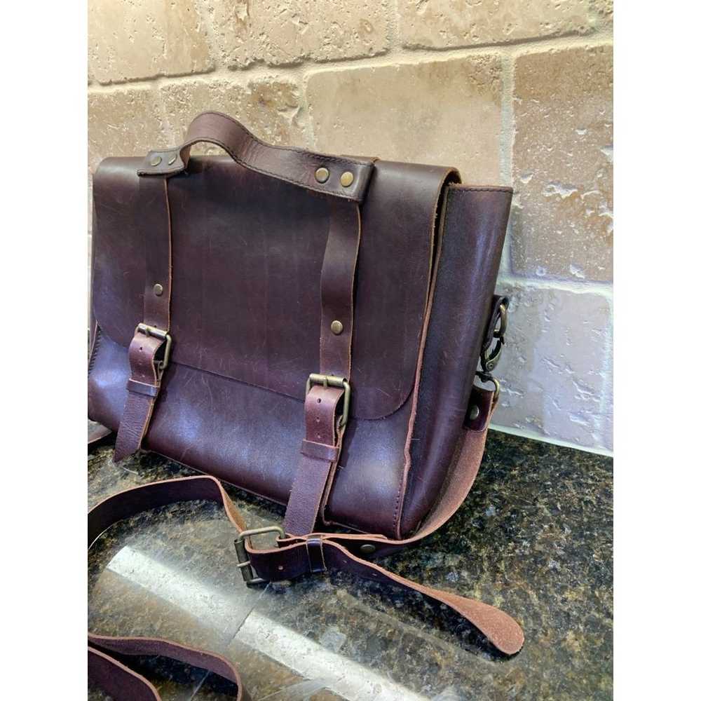 Vintage Leather Messenger Bag Purse - EUC - image 2