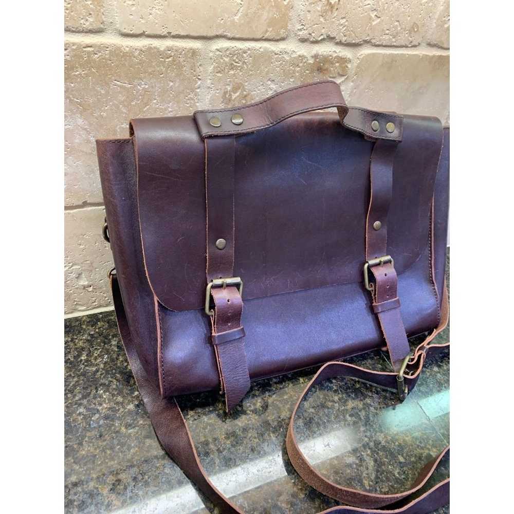 Vintage Leather Messenger Bag Purse - EUC - image 3