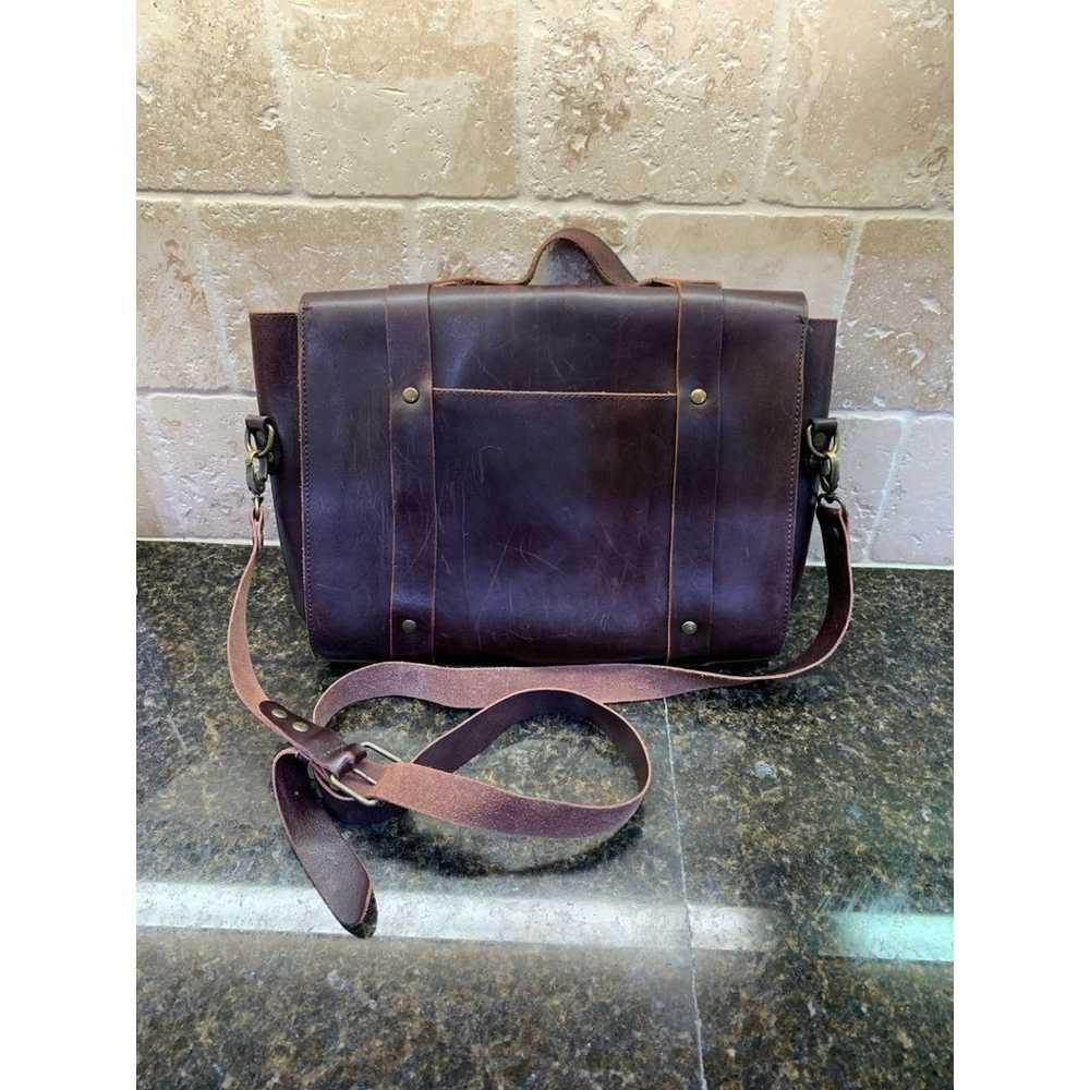 Vintage Leather Messenger Bag Purse - EUC - image 6