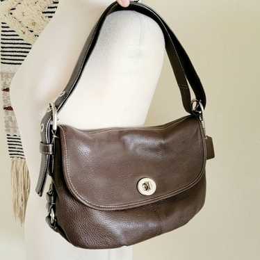 Coach brown leather convertible shoulder crossbod… - image 1