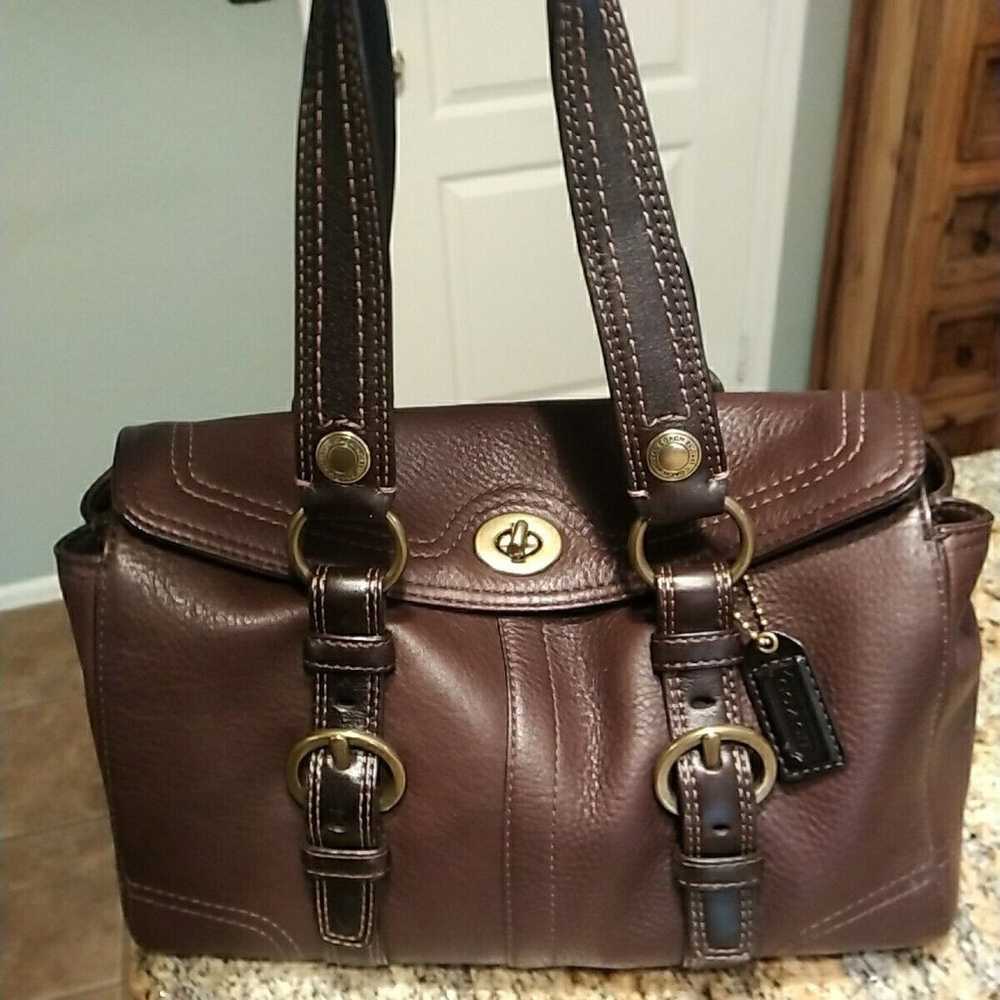Coach Chelsea Brown Pebble Leather Satchel Tote S… - image 1