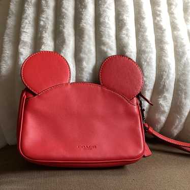 Disney x Coach Mickey Red Leather Wristlet F59529 - image 1