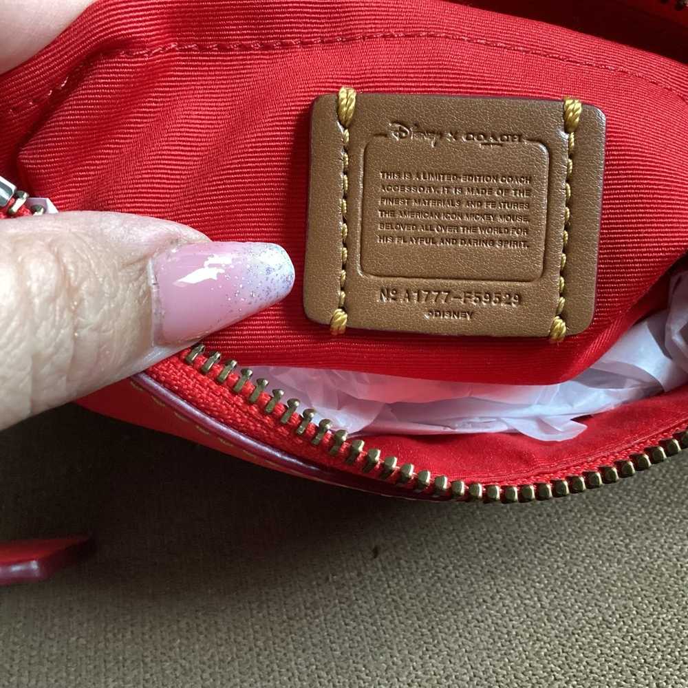 Disney x Coach Mickey Red Leather Wristlet F59529 - image 4