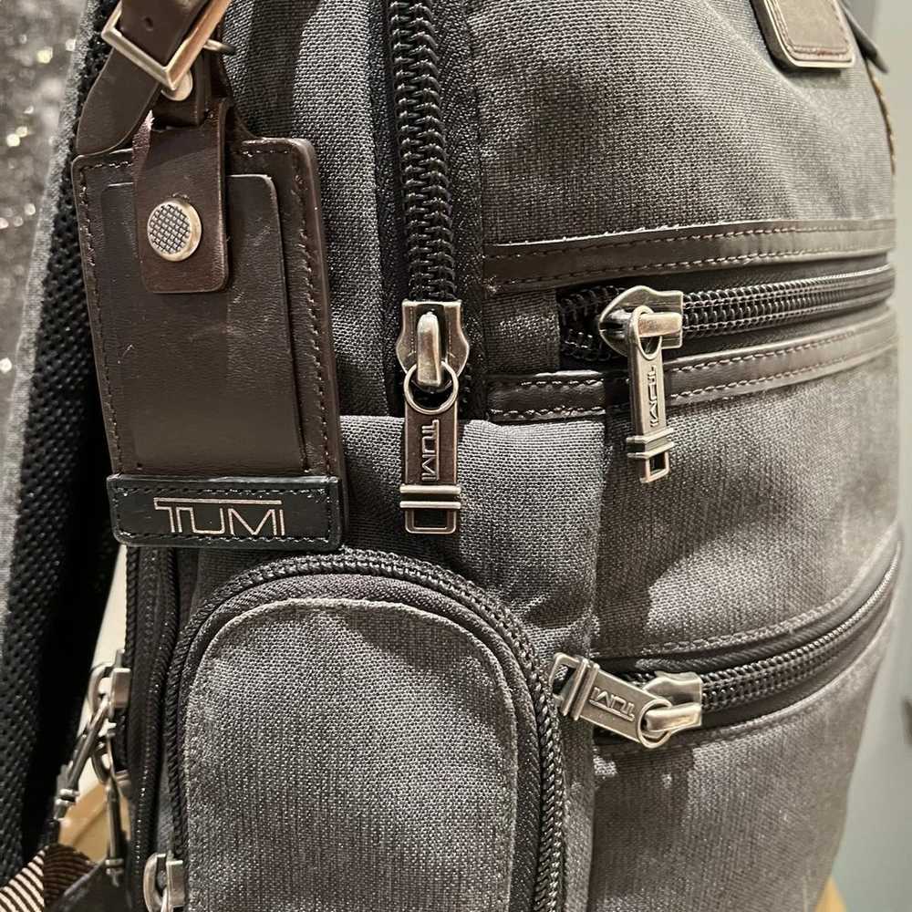 Grey Tumi Backpack with Brown Leather Details ~ U… - image 5