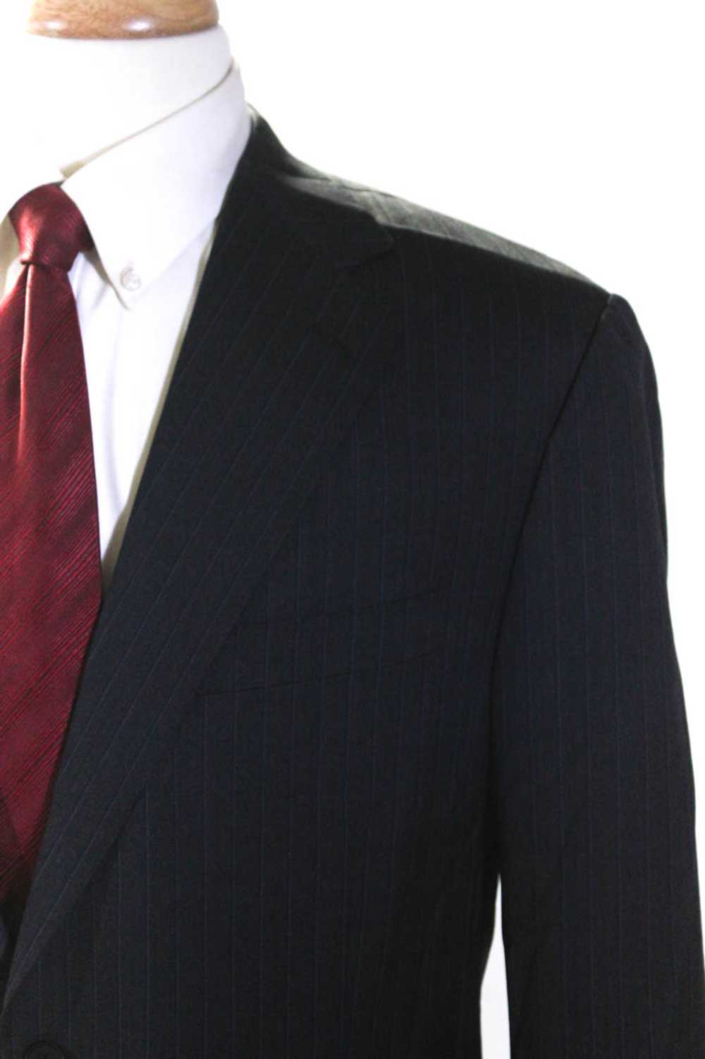 Canali Mens Gray Wool Striped Two Button Long Sle… - image 2