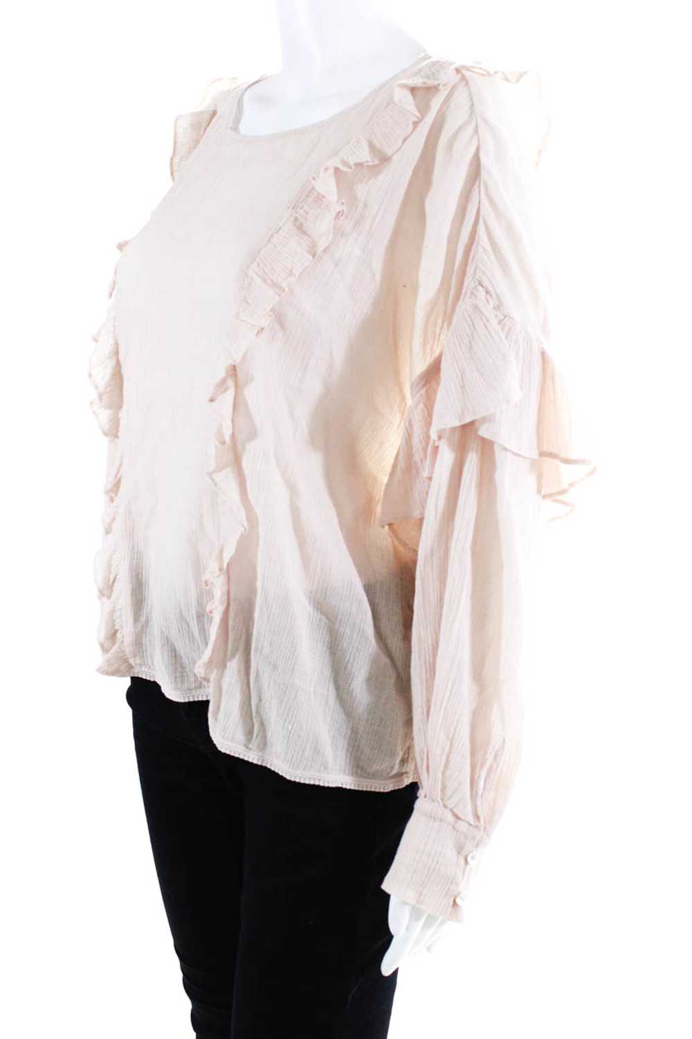 Allsaints Womens Long Sleeve Ruffled Blouse Pink … - image 2