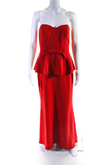 Badgley Mischka Womens Rouge Rosalind Peplum Gown 