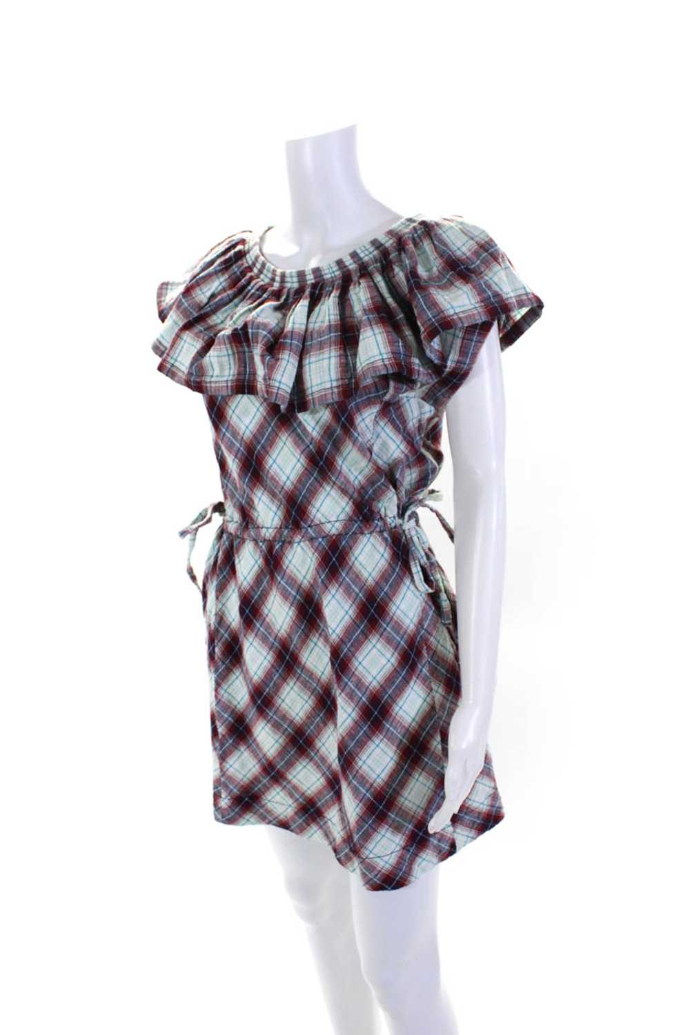 Etoile Isabel Marant Womens Cotton Plaid Ruffled … - image 2