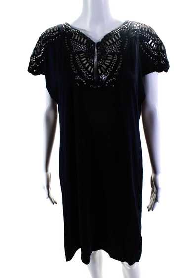 Tory Burch Womens Crochet Sequined Shirt Dress Na… - image 1