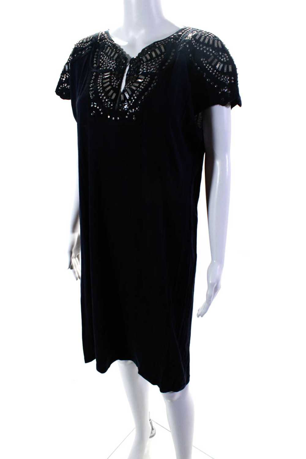 Tory Burch Womens Crochet Sequined Shirt Dress Na… - image 2