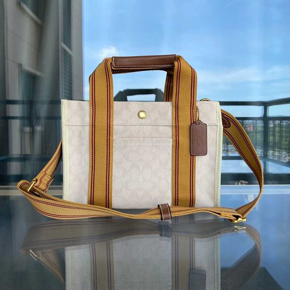 COACH White&Yellow Canvas Tote Bag - image 3