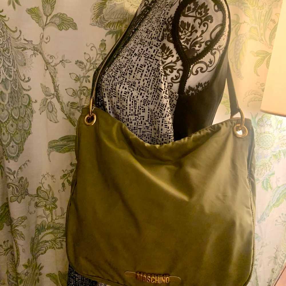 Moschino Redwall hobo large green nylon bag with … - image 2