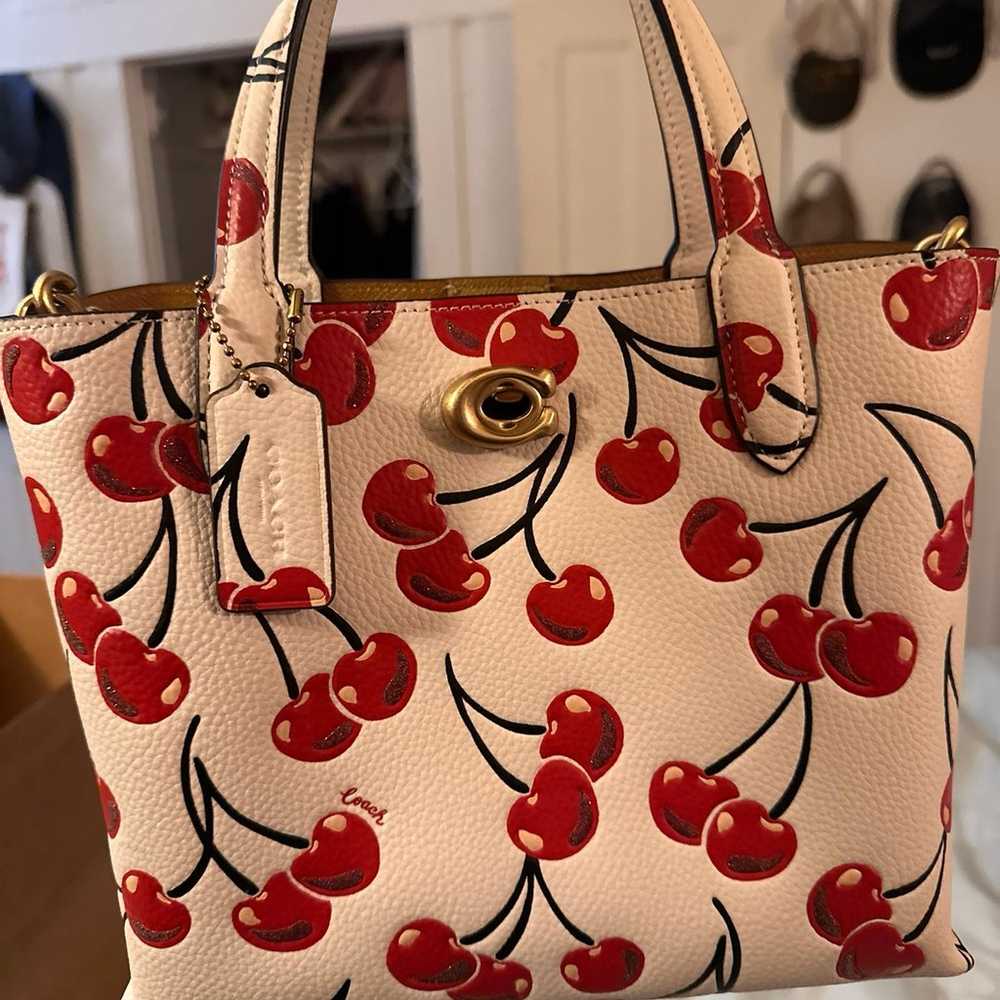 Coach willow tote 24 with cherry print - image 5