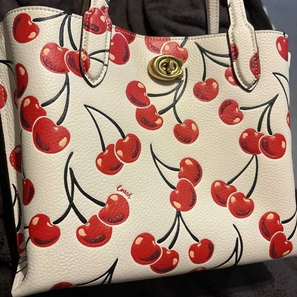 Coach willow tote 24 with cherry print - image 6