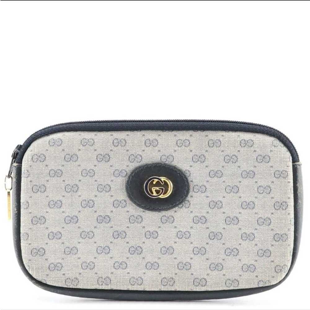 GUCCI Zip Pouch in Navy Blue Micro GG Canvas and … - image 1