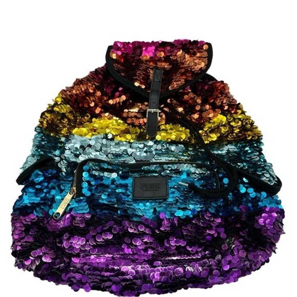 Victoria’s Secret Pink Rainbow Sequin Backpack - image 2