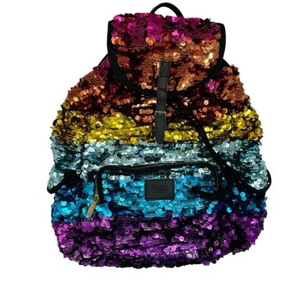 Victoria’s Secret Pink Rainbow Sequin Backpack - image 4