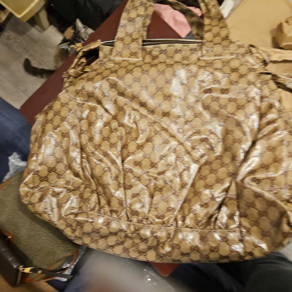 GUCCI Beige GG Crystal Coated Canvas Large Hyster… - image 3
