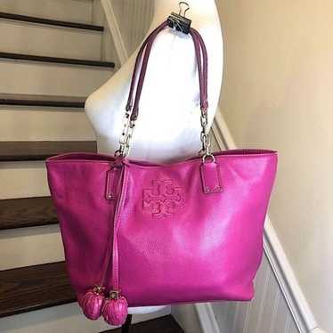 TORY BURCH Fuchsia Leather Bag With Embroidered S… - image 1