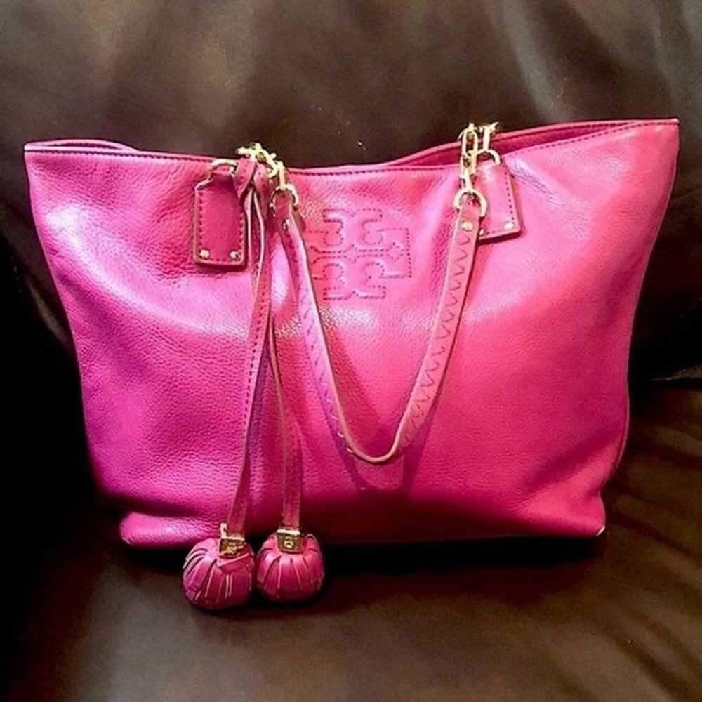 TORY BURCH Fuchsia Leather Bag With Embroidered S… - image 3