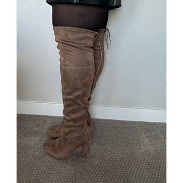 Suede Tan Wide Thigh high boots