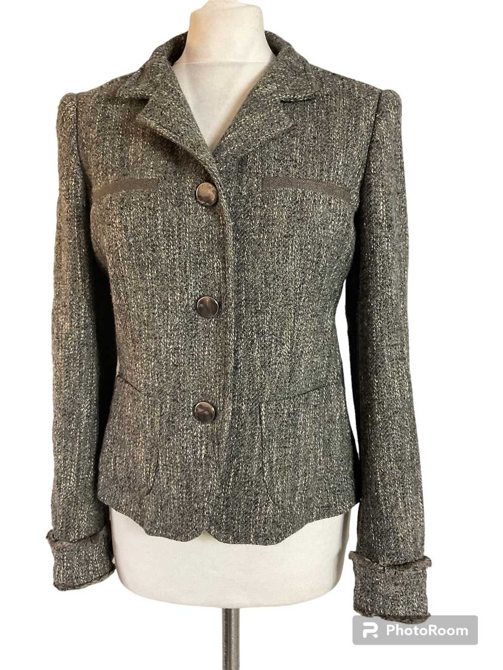 Weekend MaxMara grey wool blend button up tweed b… - image 1