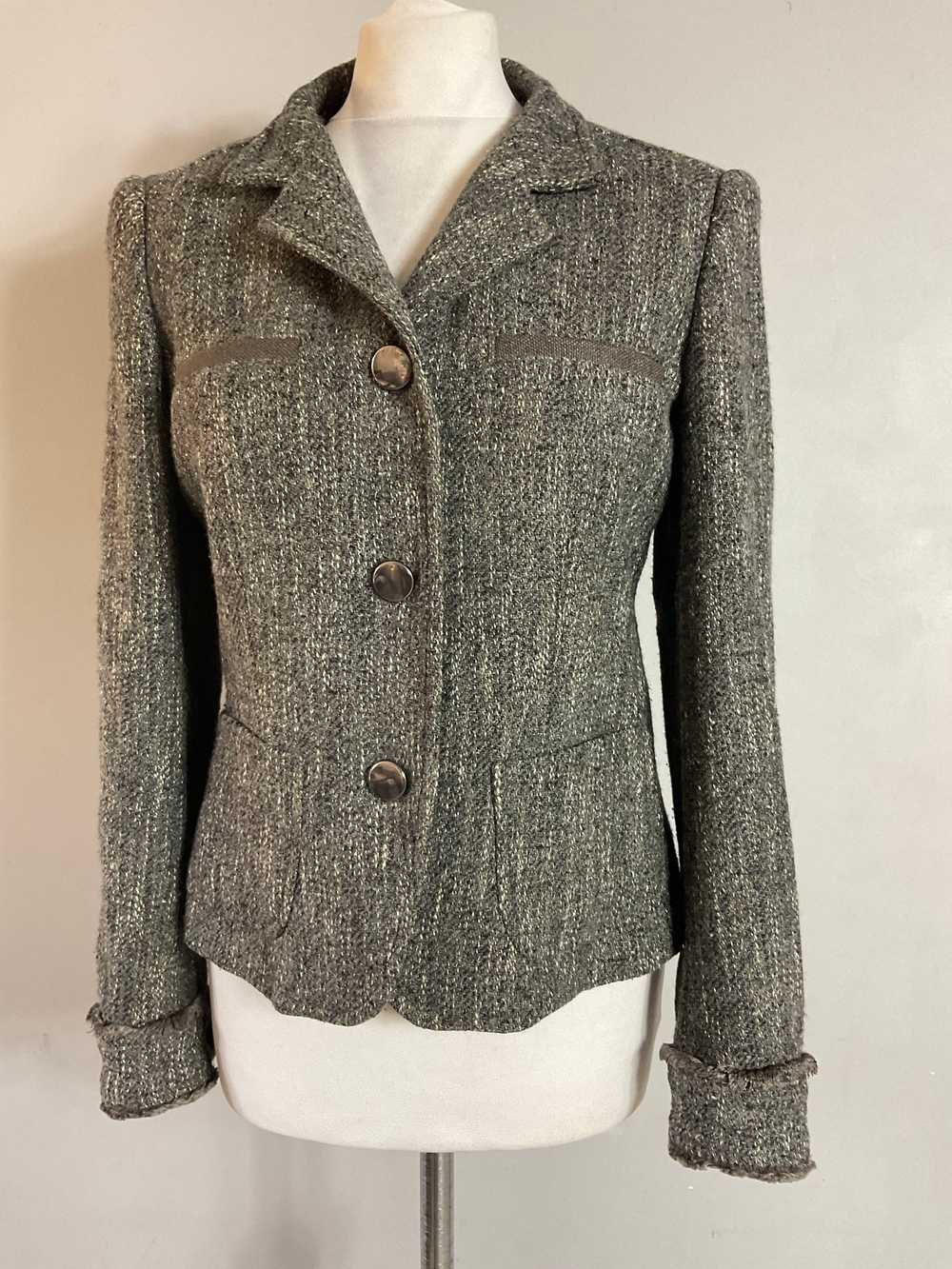 Weekend MaxMara grey wool blend button up tweed b… - image 2