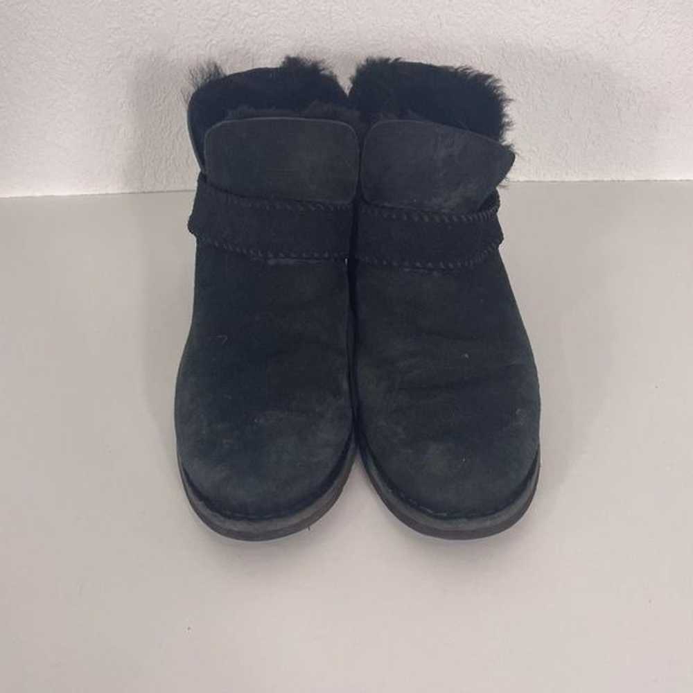 UGG Black Suede Fur Lined Pull On Slipper Boots - image 2