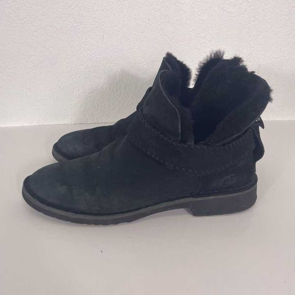 UGG Black Suede Fur Lined Pull On Slipper Boots - image 3