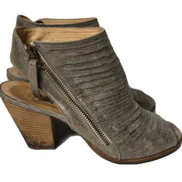 Paul Green metallic peep toe block heel leather b… - image 1