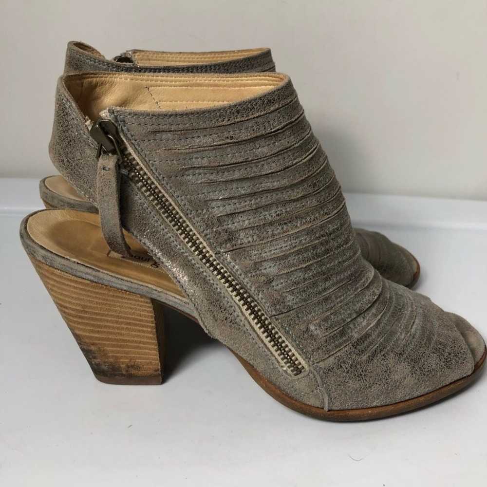 Paul Green metallic peep toe block heel leather b… - image 2