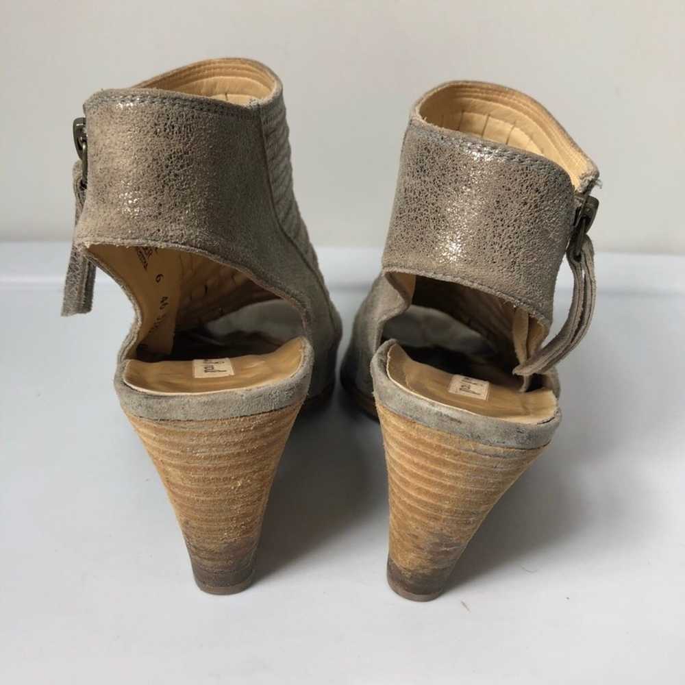 Paul Green metallic peep toe block heel leather b… - image 6