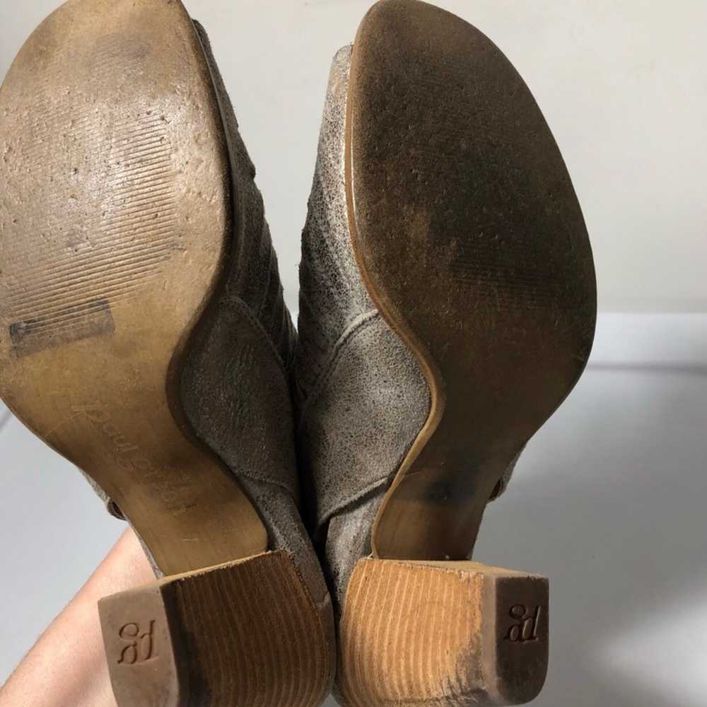 Paul Green metallic peep toe block heel leather b… - image 8