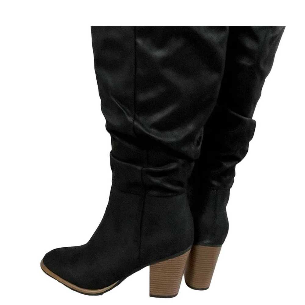 White Mountain Black Slouch Pull On Tall Heel Boo… - image 4