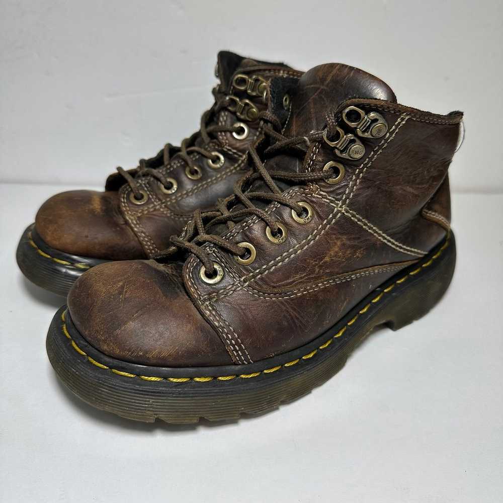 VTG Doc Dr Martens 8A07 Brown Lace-Up Leather Ank… - image 1